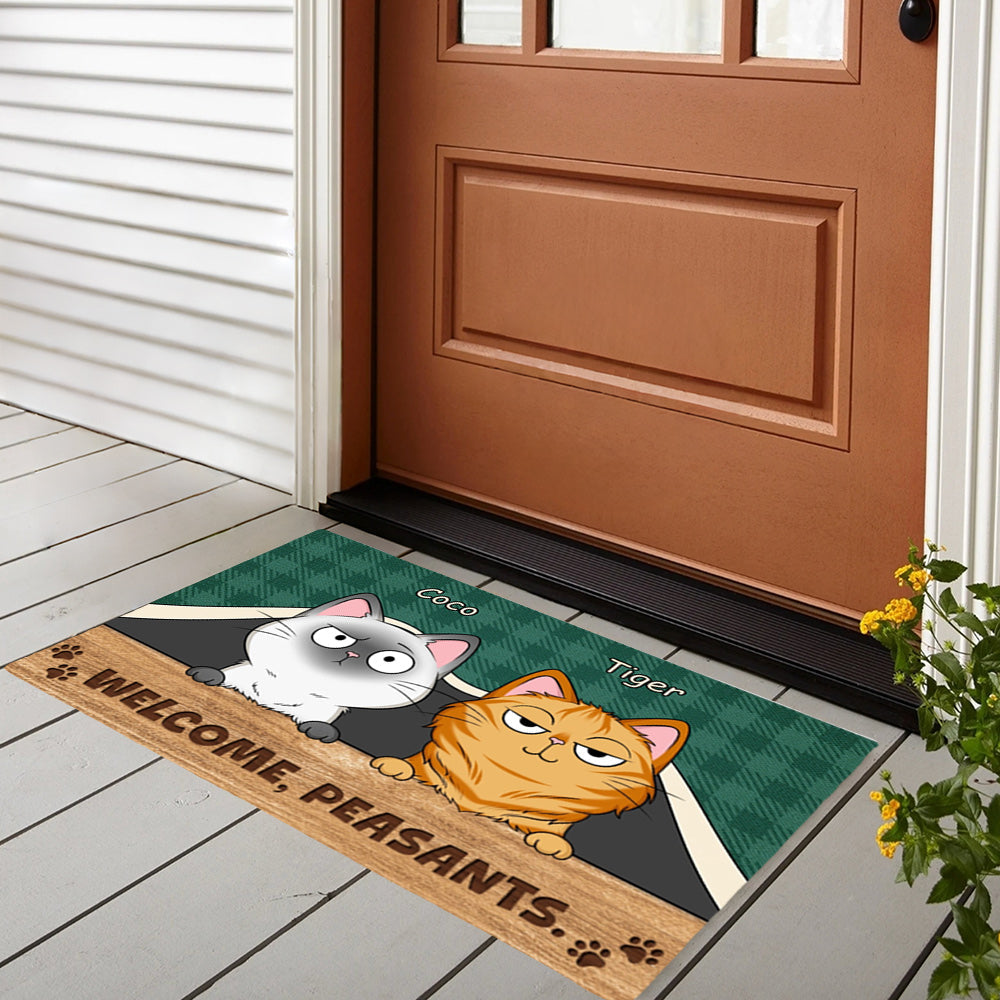 Personalized Funny Cat Doormat – Cute Pet Illustration, Premium or Standard Doormat, Perfect for Pet Owners’ Homes, Funny Housewarming Gift