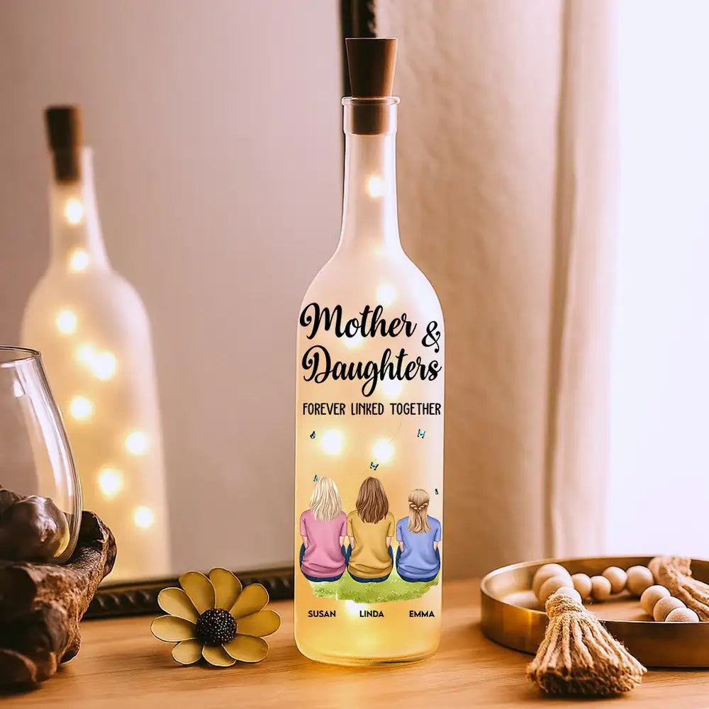 Forever Linked Together Personalized Bottle Lamp – Unique Mother’s Day Gift for Mom