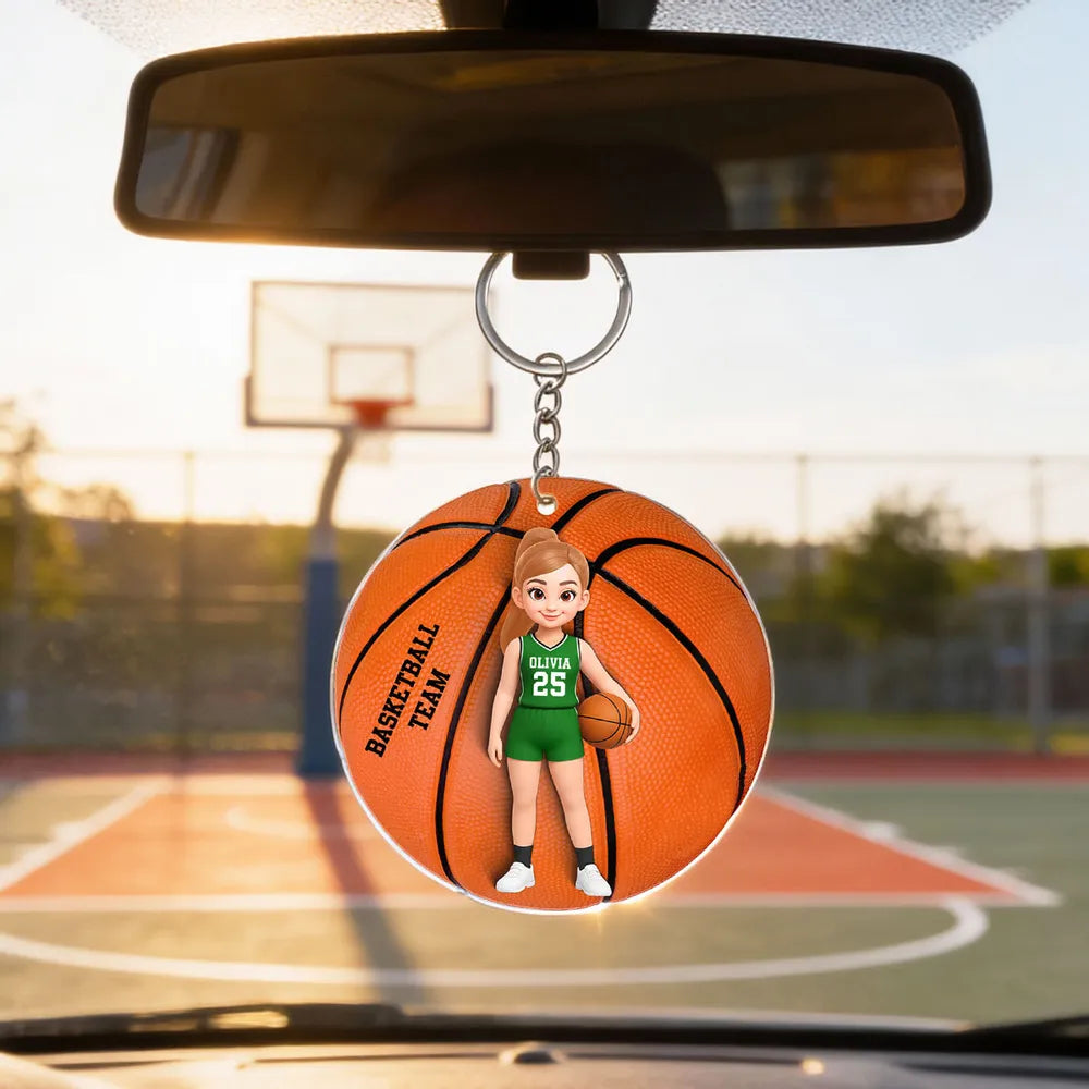 Personalized Basketball Player Acrylic Keychain, Cute Cartoon Sports Charm for Bags or Keys, Unique Gift for Her