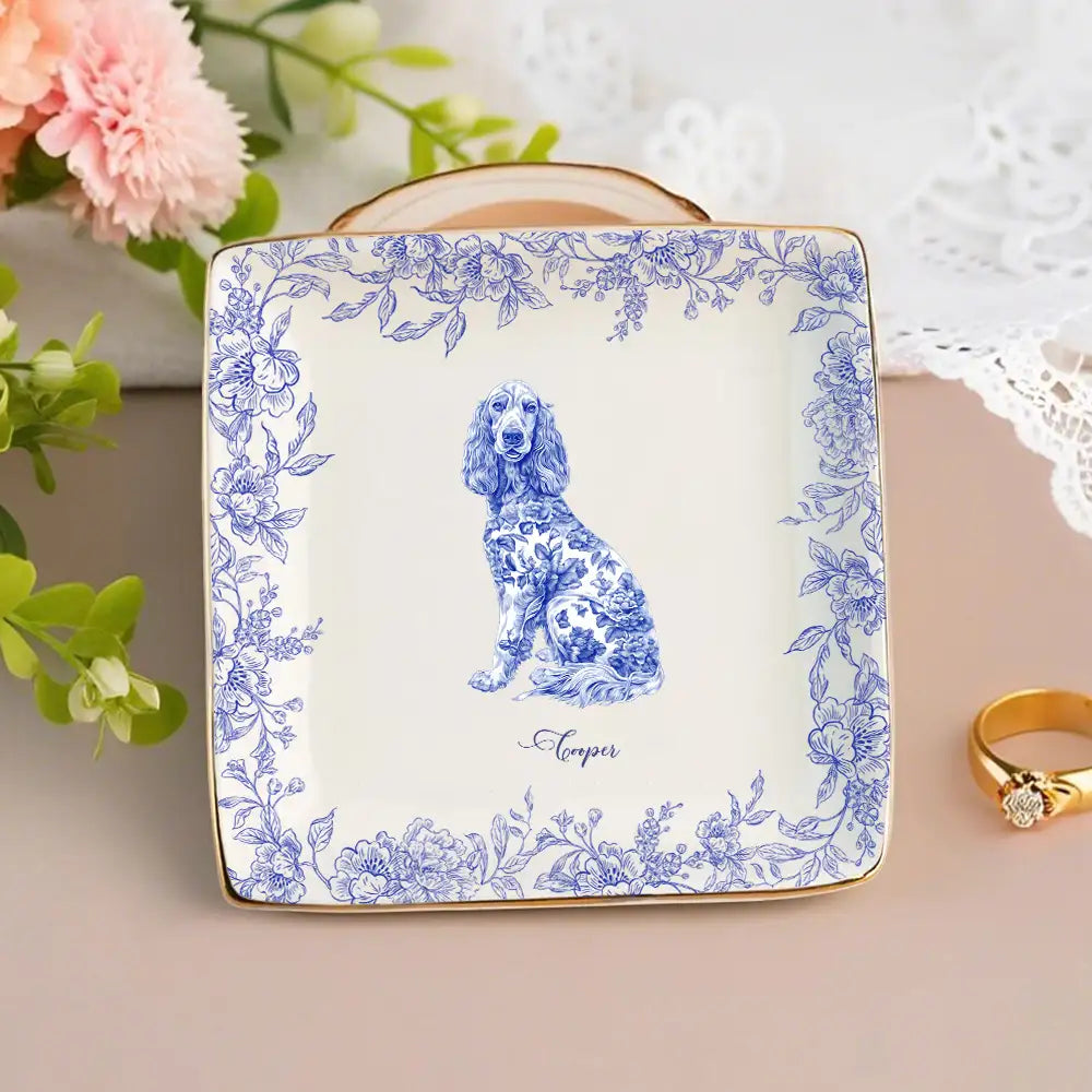 Personalized Dog Design Jewelry Dish, Gift for Dog Lovers, Custom Name & Design