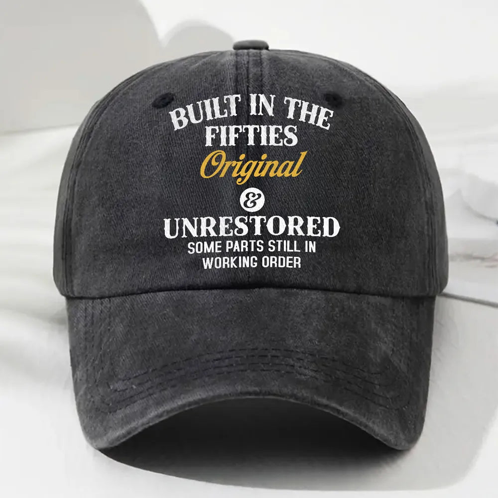 Washed Denim Baseball Cap, Personalized Vintage 'Original & Unrestored' Style for Casual Everyday Wear, Unique Gift Idea