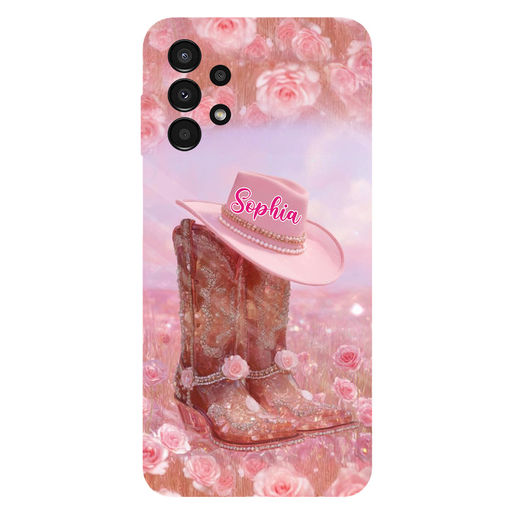 Floral Cowgirl - Personalized Cowgirl Full Print Phone Case & Phone Grip