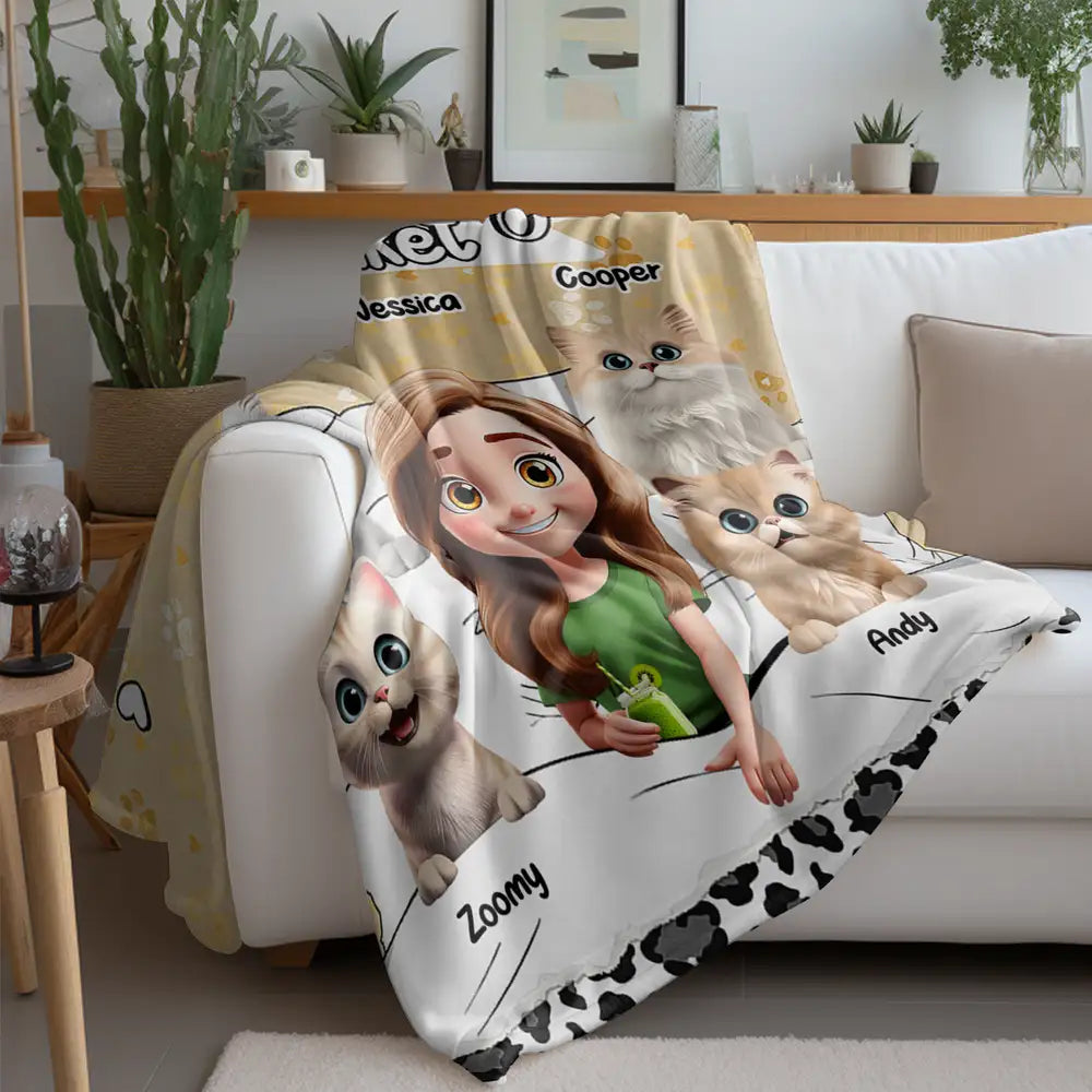 This Is My Cat Cuddling Blanket Personalized for Cat Lovers, Perfect Gift for Cat Owners, Fleece and Sherpa Blanket