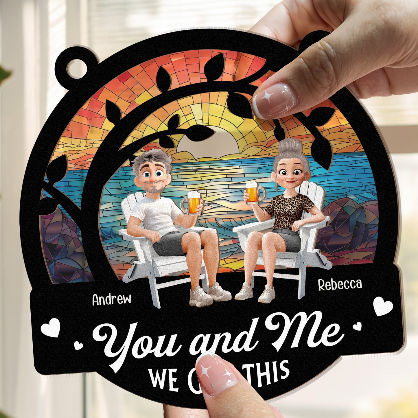 You and Me We Got This – Personalized Wood and Acrylic Layered Ornament for Couples