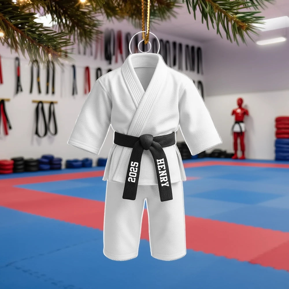 Personalized Martial Arts Uniform Acrylic Ornament, Unique Gift for Kids or Grandkids, Cute Dojo Keepsake for Home Decor