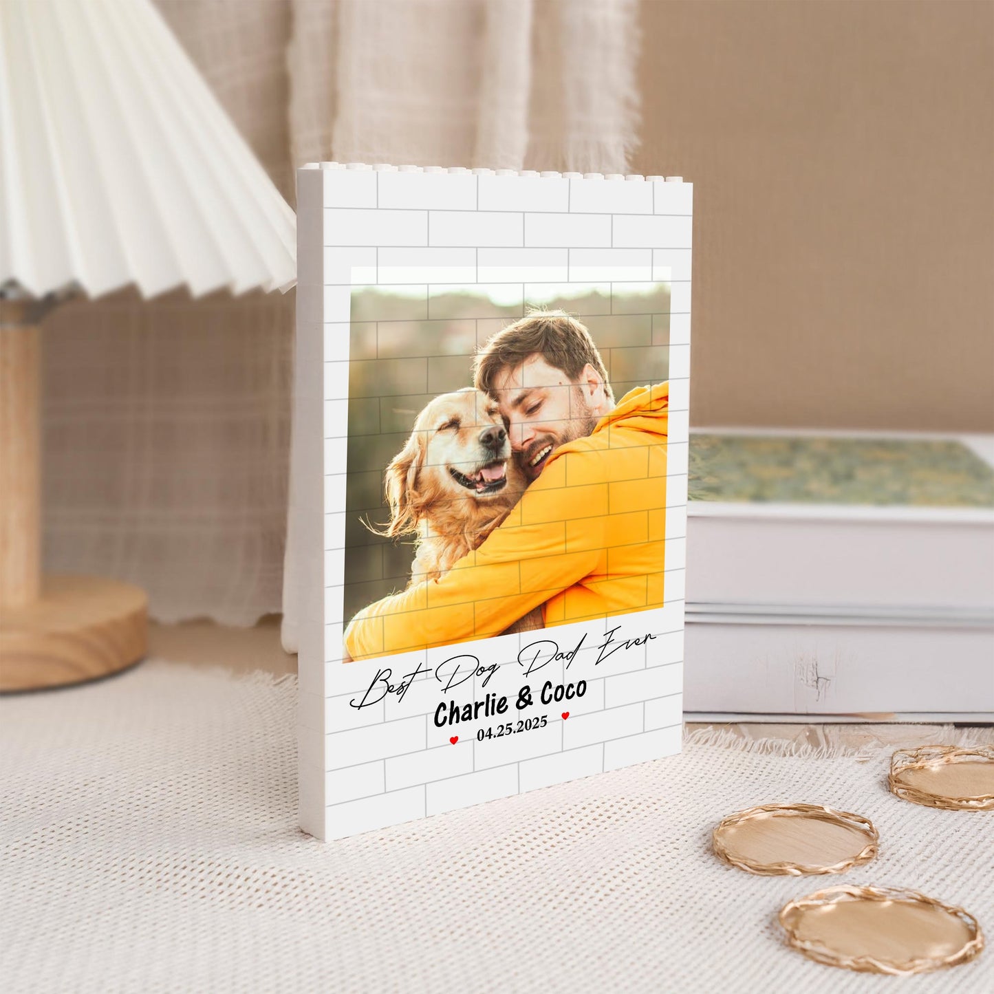 PVC Building Brick Puzzle Personalized Photo Keepsake - Happy Beach Moment with Your Dog, A Unique Gift for Dog Parents