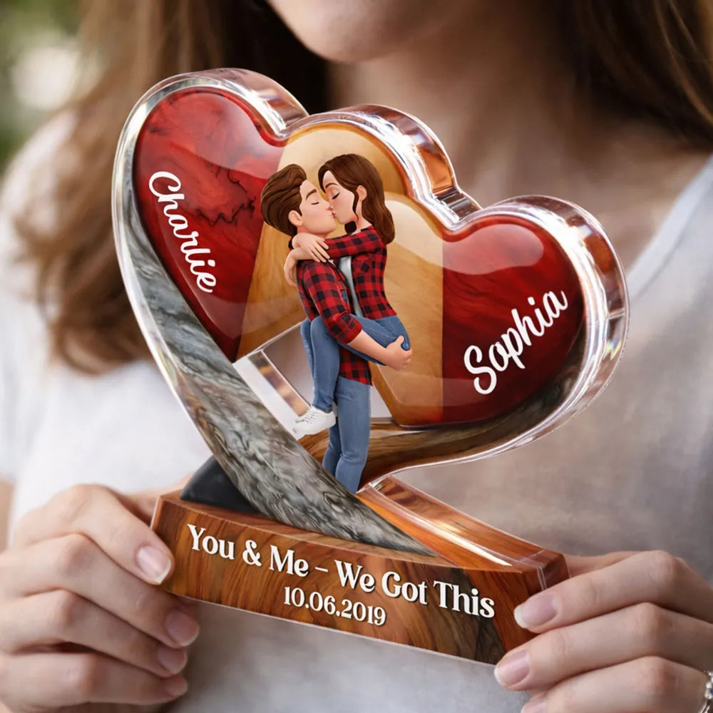 You & Me We Got This Personalized Shaped Acrylic Block Plaque Romantic Couple Keepsake Valentine's Day Gift