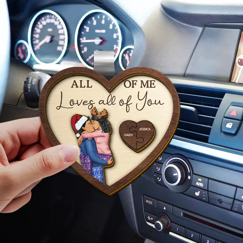 Drive Safe I Love You Kissing Couples Heart - Customizable Car Hanger for Couples with Heartfelt Message – Unique Gift for Valentine's Day