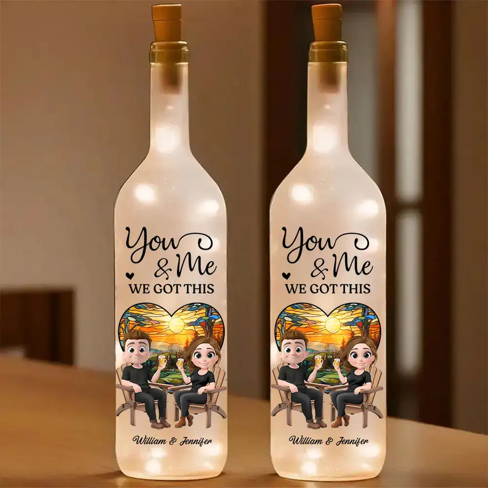 Our Hearts Beat As One - Romantic Bottle Lamp with Starry Night and You & Me Theme, Heartwarming Couples Gift