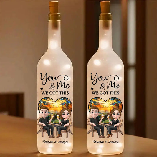 Our Hearts Beat As One - Romantic Bottle Lamp with Starry Night and You & Me Theme, Heartwarming Couples Gift