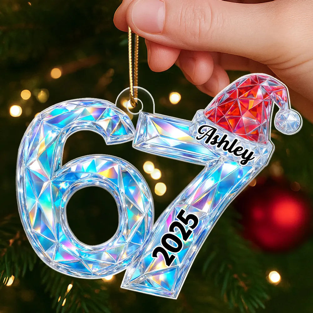 Six Seven Acrylic Ornament Christmas Tree Decoration – Trendy Gen Z Viral Quote Style, Unique Gift for Kids and Grandkids
