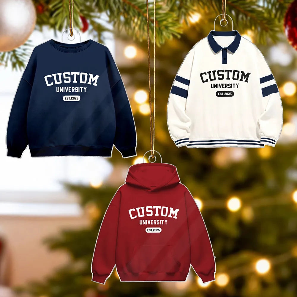 Personalized School Spirit Acrylic Ornament Custom University Sweater Look Holiday Decor Unique Gift