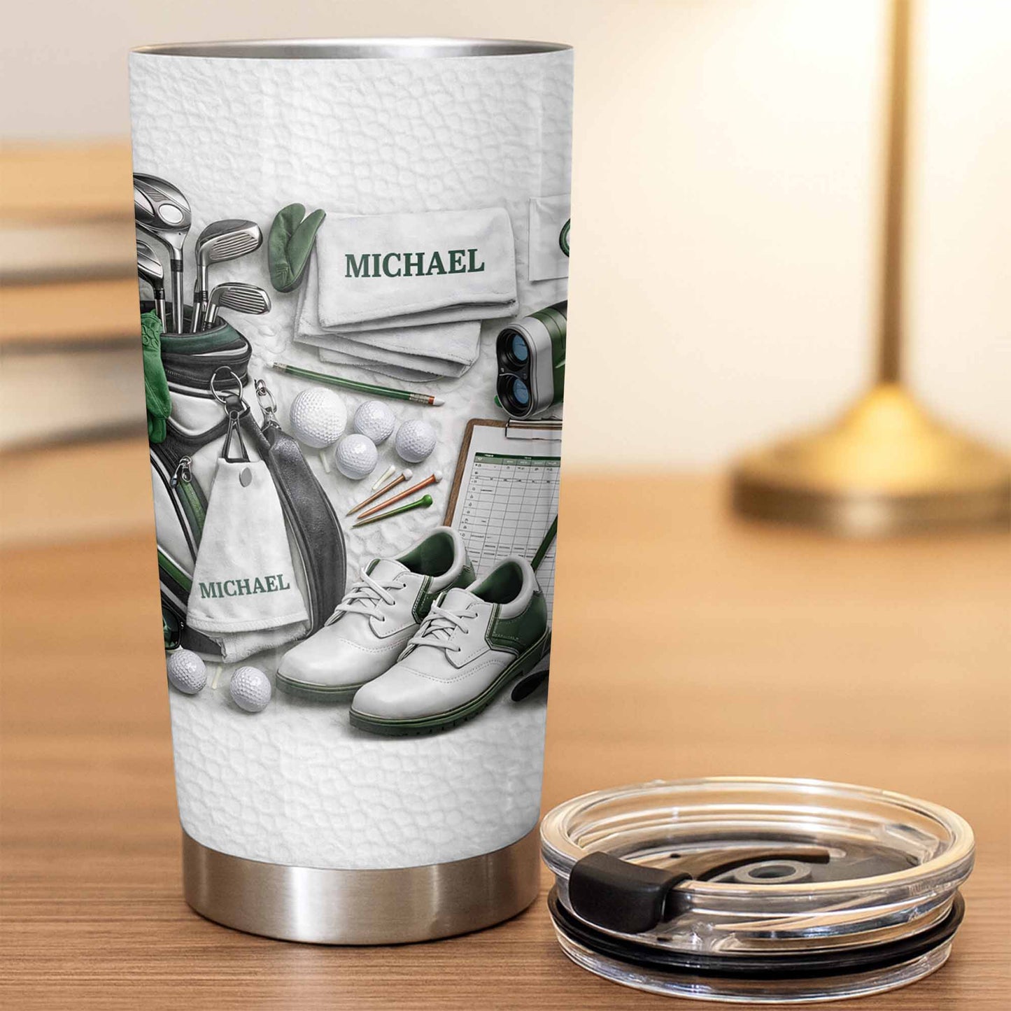 Golf-Themed Insulated Travel Tumbler, Personalized Name Look, Sleek Course-Ready Style, Creative Gift for Golf Lovers