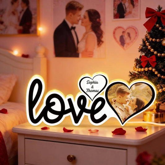 Personalized Love Acrylic Light Box With Custom Photo, Cozy Bedroom Glow, Unique Romantic Gift for Couple