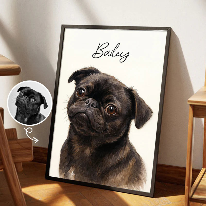 Custom Watercolour Pet Poster – Personalized Dog Portrait