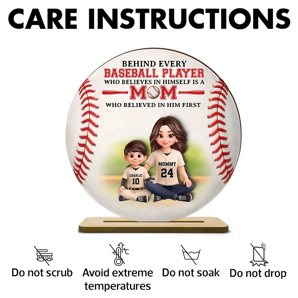 Personalized 2-Layer Wooden Plaque Baseball Mom Quote Gift for Mom, Sweet Baseball Keepsake for Living Room Display