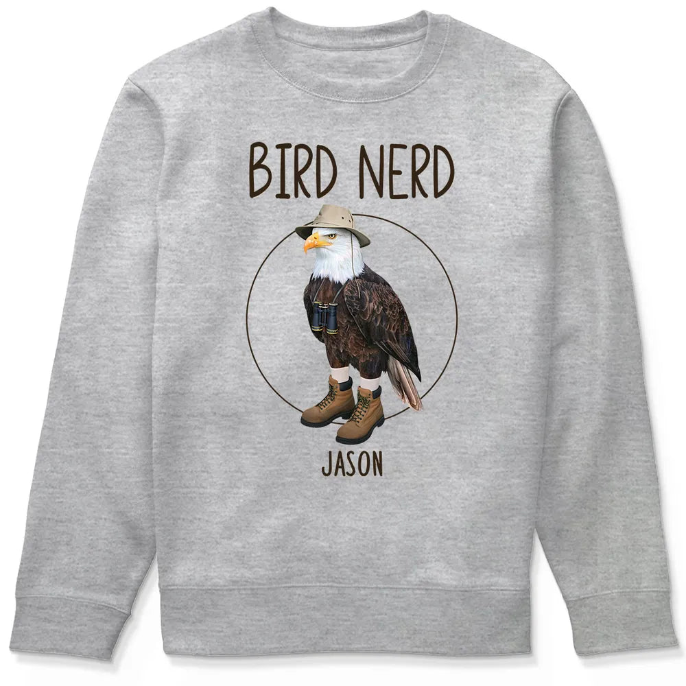 Personalized Bird Nerd Classic Tee with Funny Eagle Illustration for Bird Lovers, Unique Gift for Any Birder