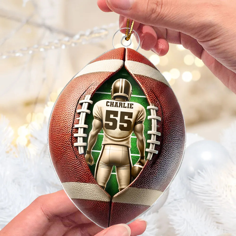Acrylic Ornament Football Player Personalized, Layered Football Shape, Tree Decor, Unique Gift for Players and Fans