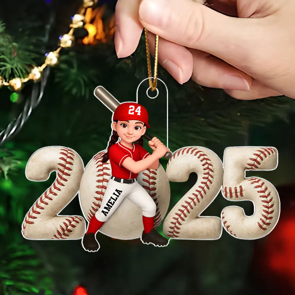 Acrylic Ornament Baseball Player in Batting Pose, Customizable, Easy to Hang Christmas Decor, a Unique Gift for Kids & Teens