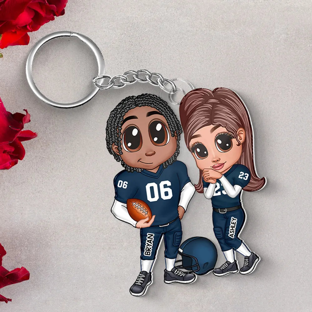You’re My End-Zone Football Couple Acrylic Keychain – Y2K Style Personalized Gift
