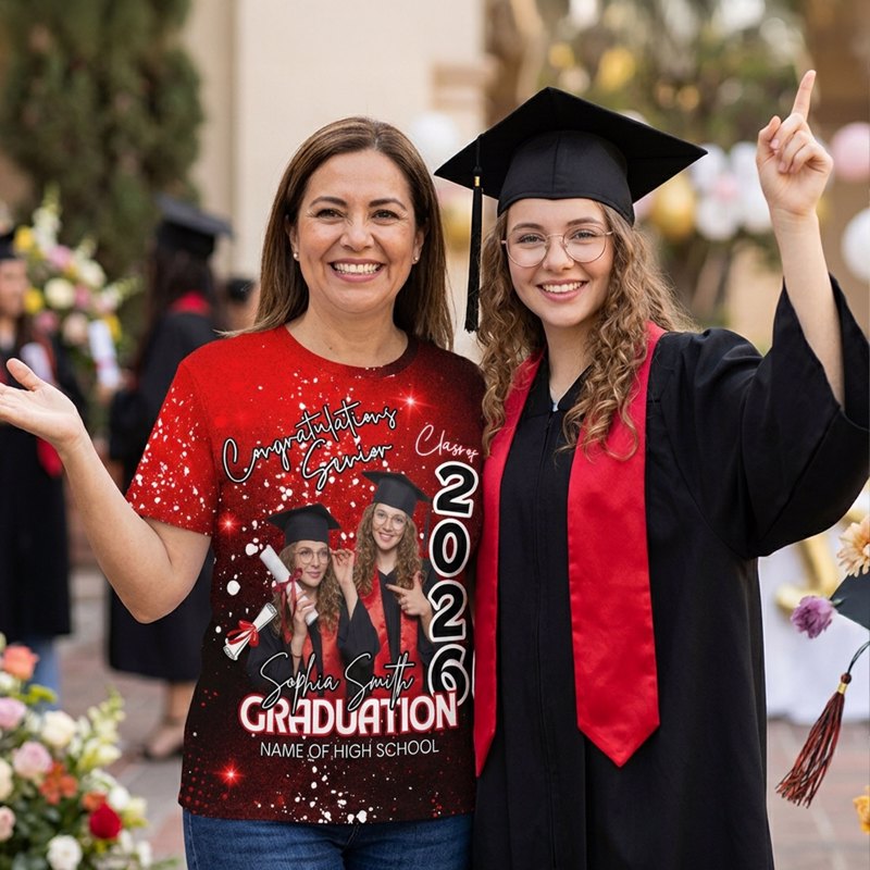 Personalized Graduation Photo Classic Tee for Seniors - Custom Congrats Design, Unique Gift for the Grad