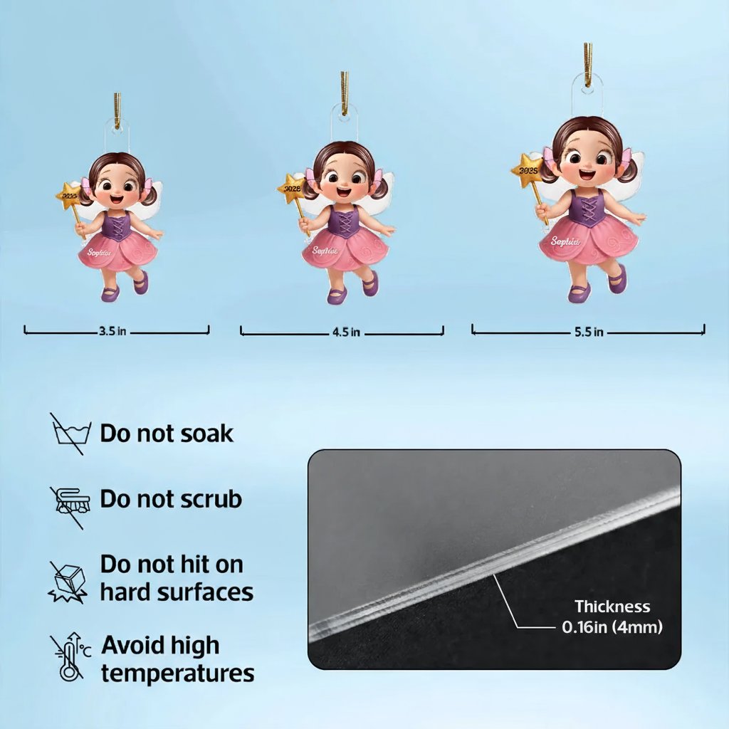 Cute Fairy Girl Acrylic Ornament with Playful Holiday Charm, a Perfect Gift for Kids and Family
