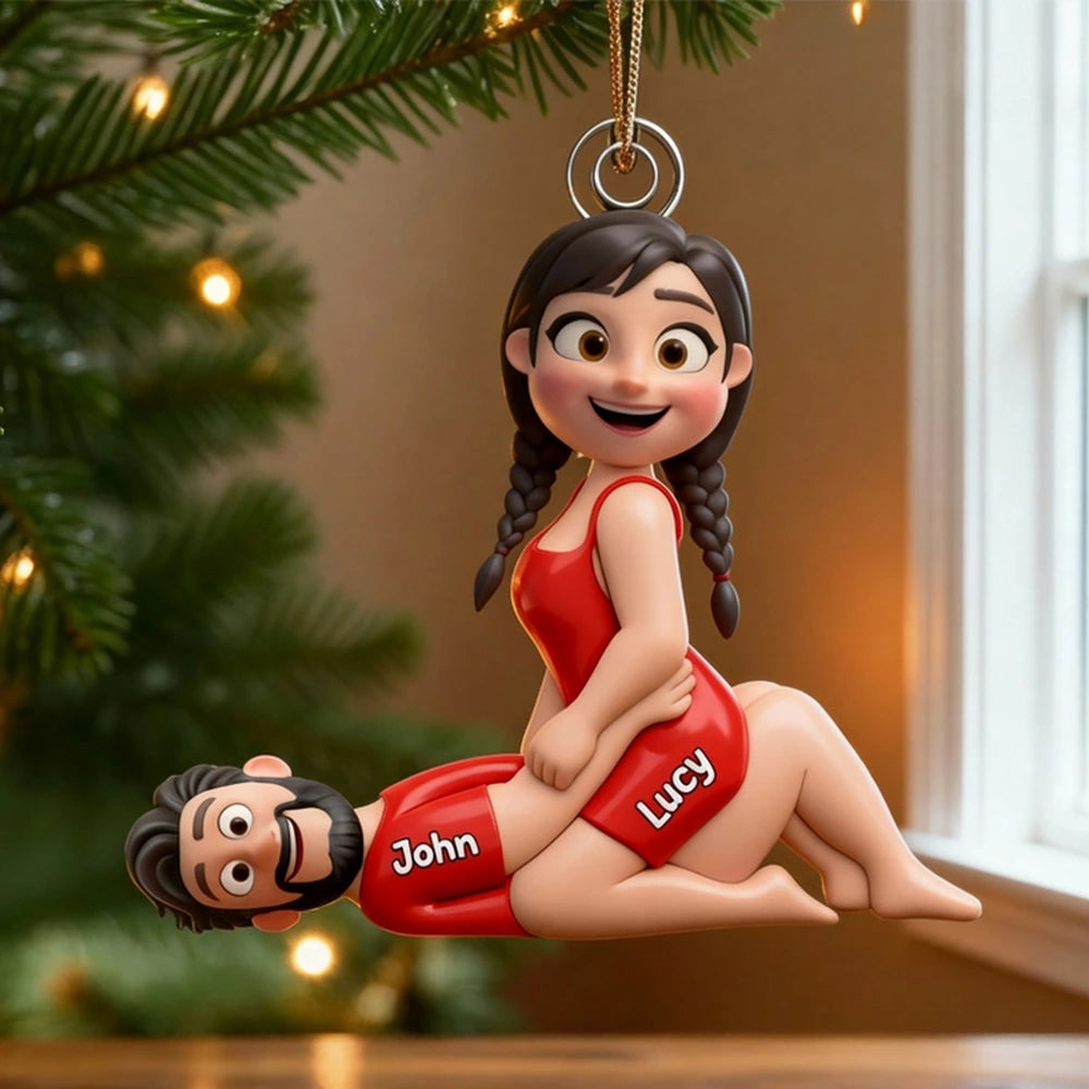 Naughty Couple Acrylic Ornament Personalized with Your Characters, Playful Cartoon Design for Sexy Romantic Gift