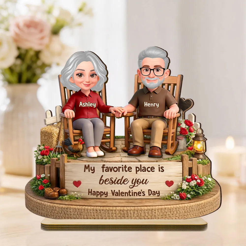 My Favorite Place Is Beside You Personalized 2-Layer Wooden Plaque, Sweet Couple Keepsake for Home Display, Unique Gift for Him or Her