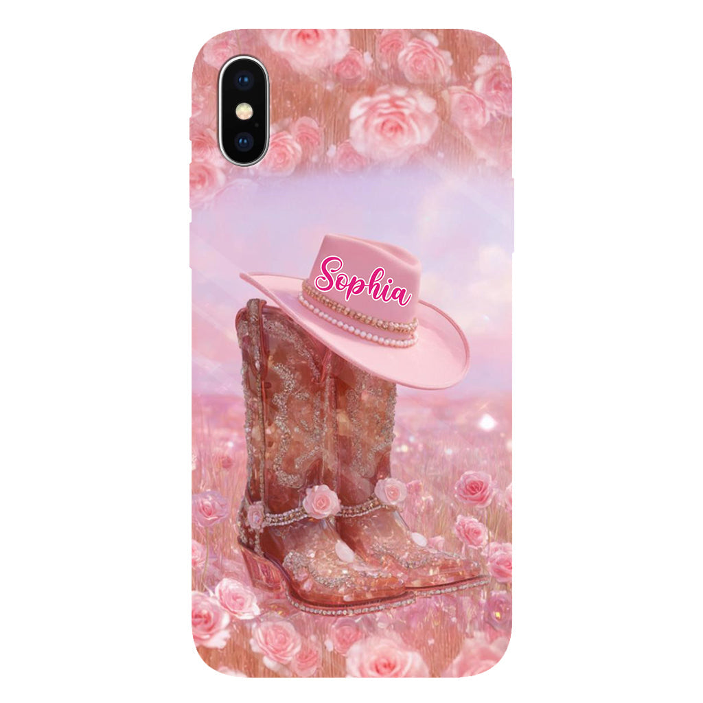 Floral Cowgirl - Personalized Cowgirl Full Print Phone Case & Phone Grip
