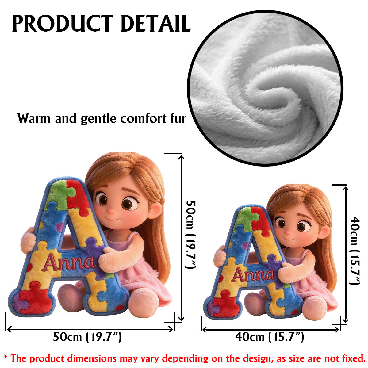 Alphabet Puzzle - Personalized Autism Awareness Faux Fur Shaped Pillow