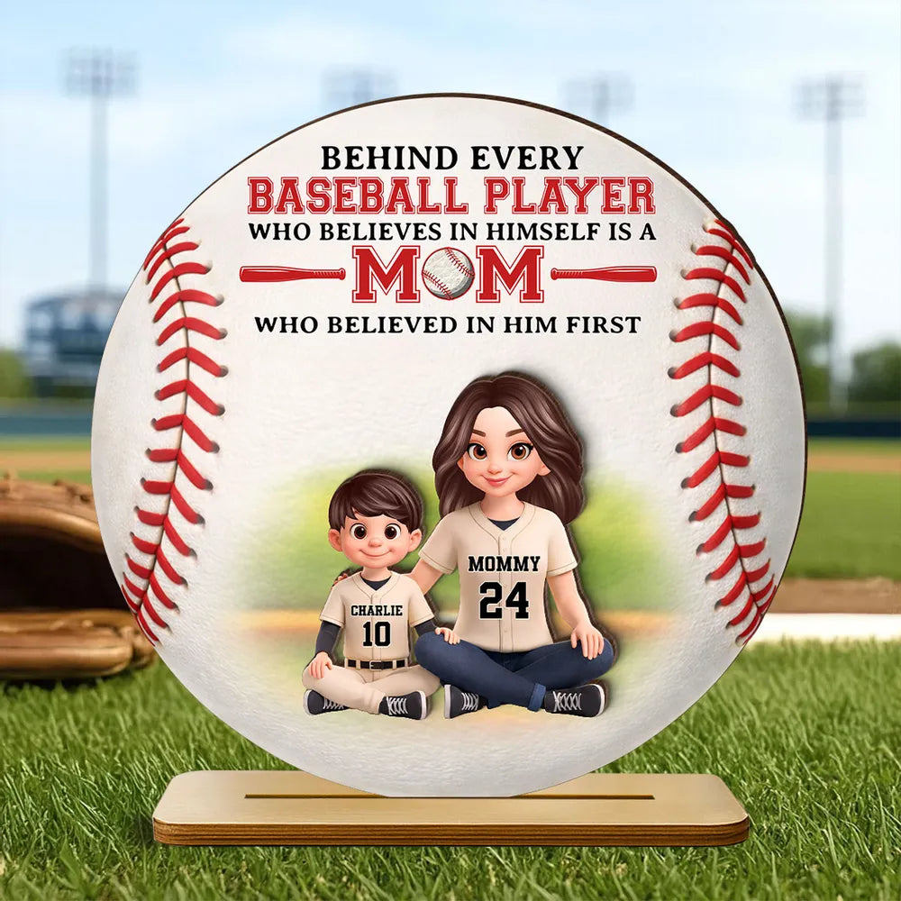 Personalized 2-Layer Wooden Plaque Baseball Mom Quote Gift for Mom, Sweet Baseball Keepsake for Living Room Display