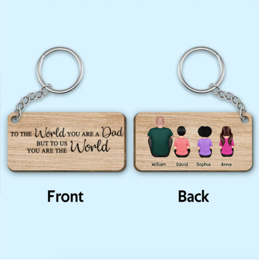 Best Grandma/Grandpa/Daddy Ever Back View Man Woman Kids Dog Cat Personalized Wooden or Acrylic Keychain