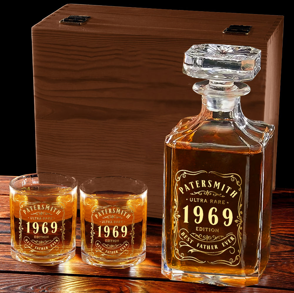 Best Gift For Wiskey Bourbon Cognac... Loving Dad Husband.... - Personalized Whisky Whiskey Decanter Set