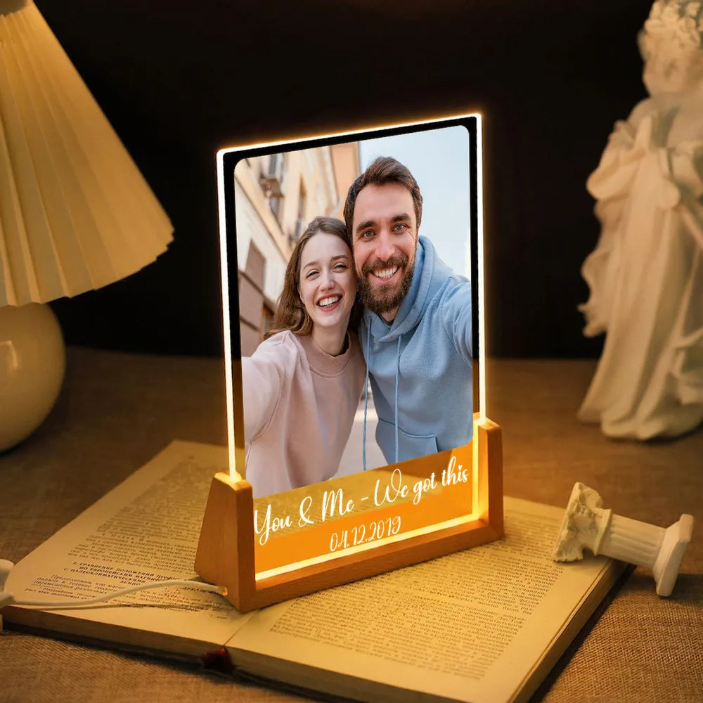 You Make My Heart Smile Personalized LED Light Frame - Romantic Photo Keepsake With Cozy Ambient Light, Creative Gift