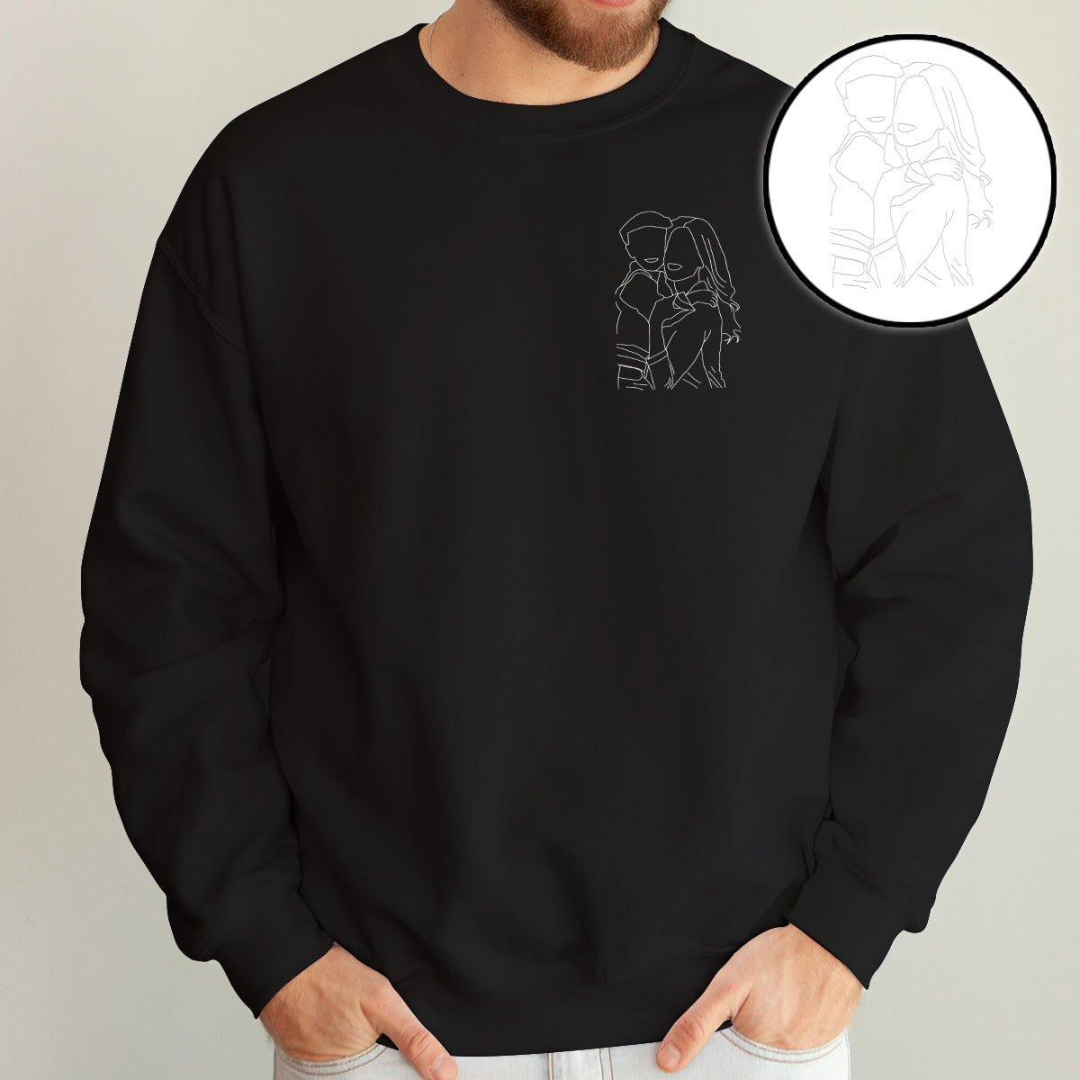 Custom Line Art - Personalized Step Mom Embroidered Sweater