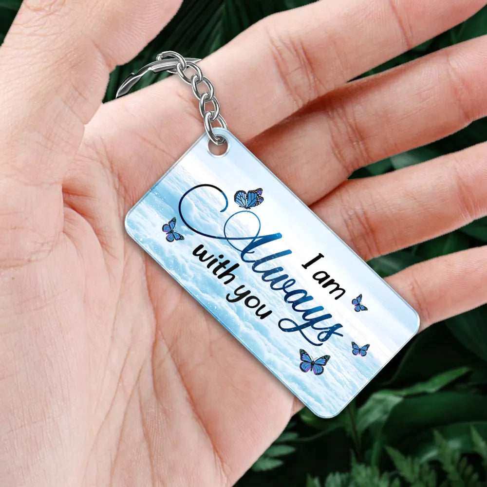 Always With You Grandma Grandpa Dad Mom Kids Dogs Cats Family Memorial Personalized Acrylic Keychain, Sympathy Gift, Remembrance Gift