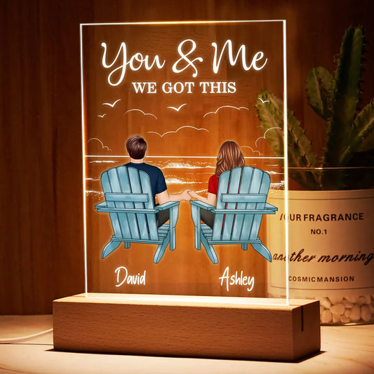 Personalized LED Light Plaque for Couple, Beach Back View Scene, Cozy Ambient Light, Unique Romantic Gift for Him or Her