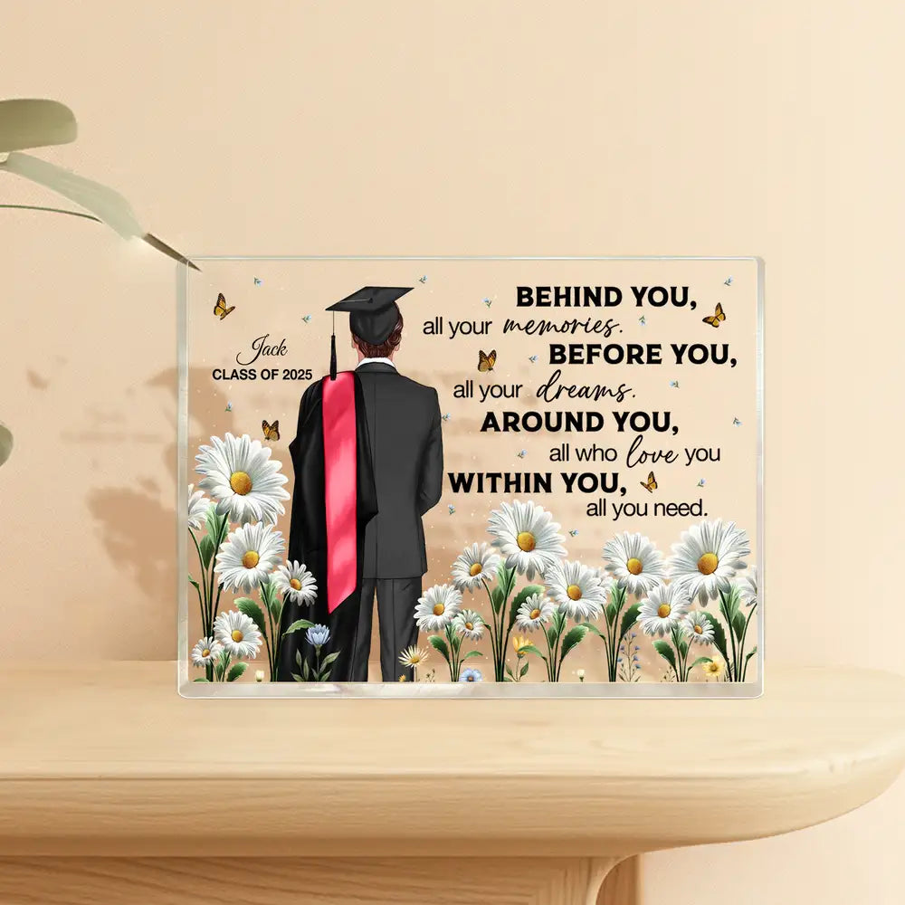 Floral Acrylic Graduation Keepsake for Class of 2025, Inspirational Gift for Her or Him