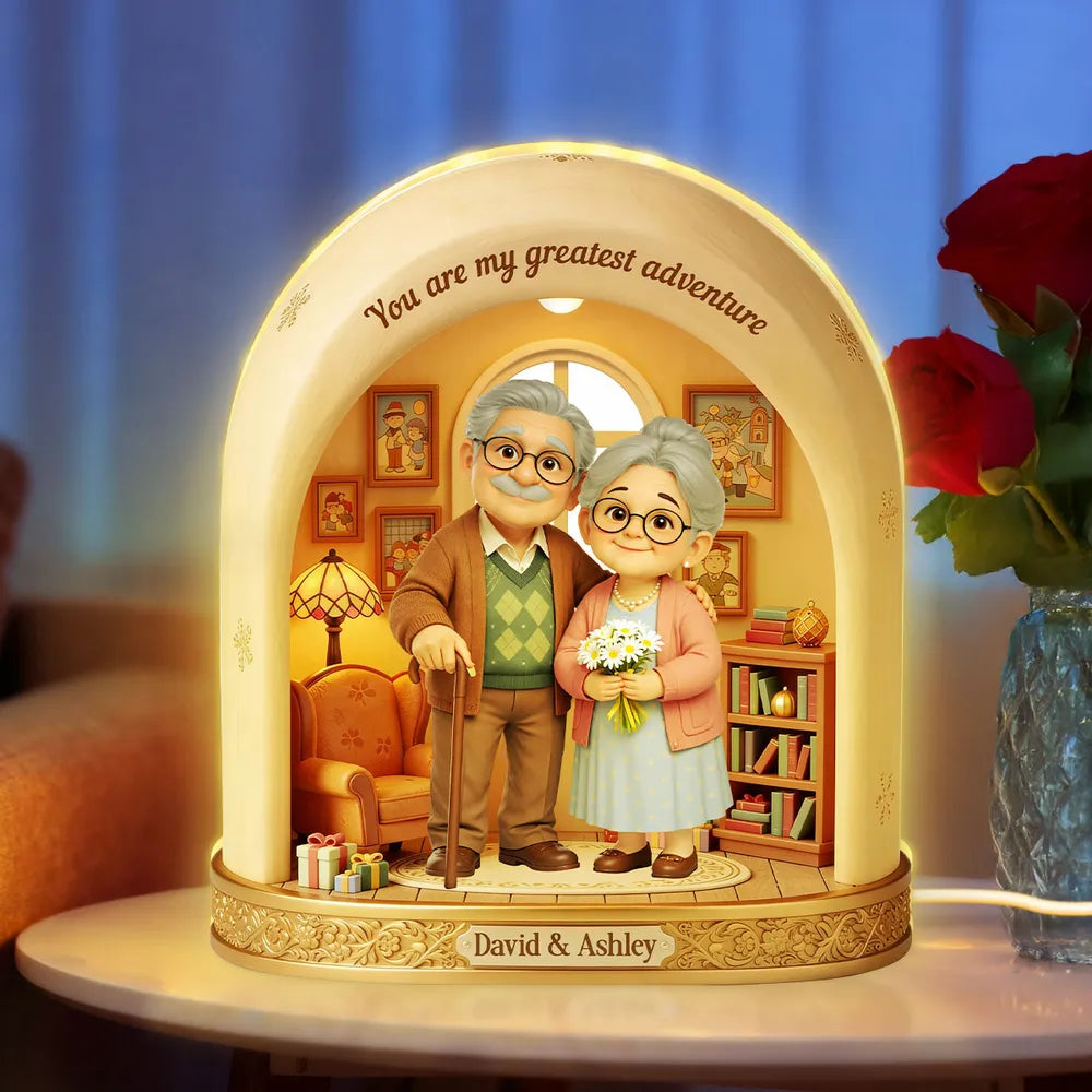 You are my greatest adventure Acrylic Light Box, Personalized Sweet Couple Keepsake Lamp for Bedroom or Bookshelf Gift