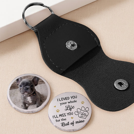 Pet Memorial Pocket Hug with Custom Photo Keychain A Small Daily Comfort Token 'I'll Miss You for the Rest of Mine' Gift