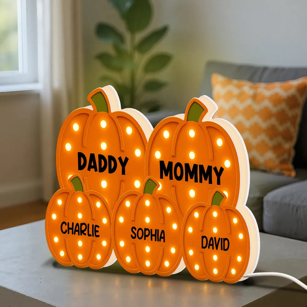 Pumpkin Acrylic Light Box Featuring Family Theme, Heartwarming Décor and Gift-Ready Accent for Parents