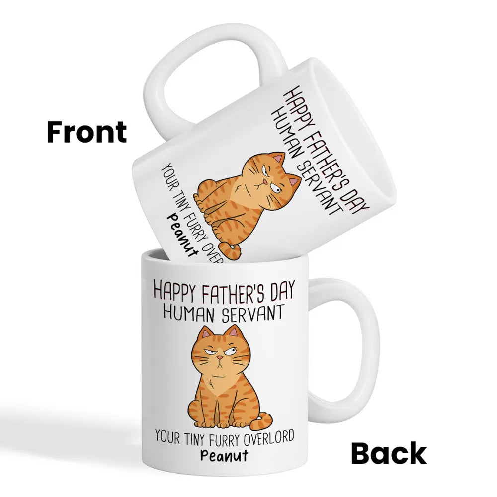 Funny Cat Lover White Ceramic Mug with Cartoon Design for Father’s Day, Perfect Gift for Dad from Pets