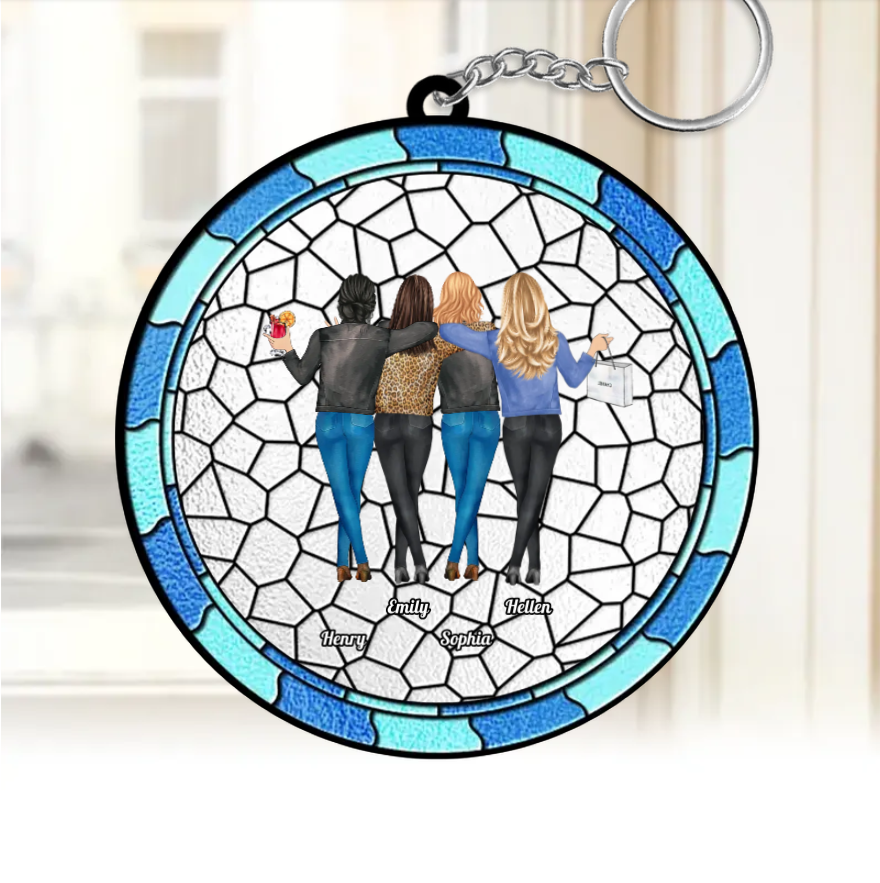 Personalized Best Friends Stained Gift - Custom Friendship Ornament or Keychain - Unique Gift for Sisters, Friends