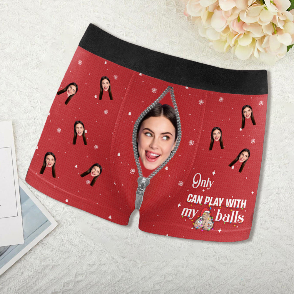Only Wife Can Play with My Balls – Funny Personalized Boxer Briefs for Him, Perfect Christmas Gift