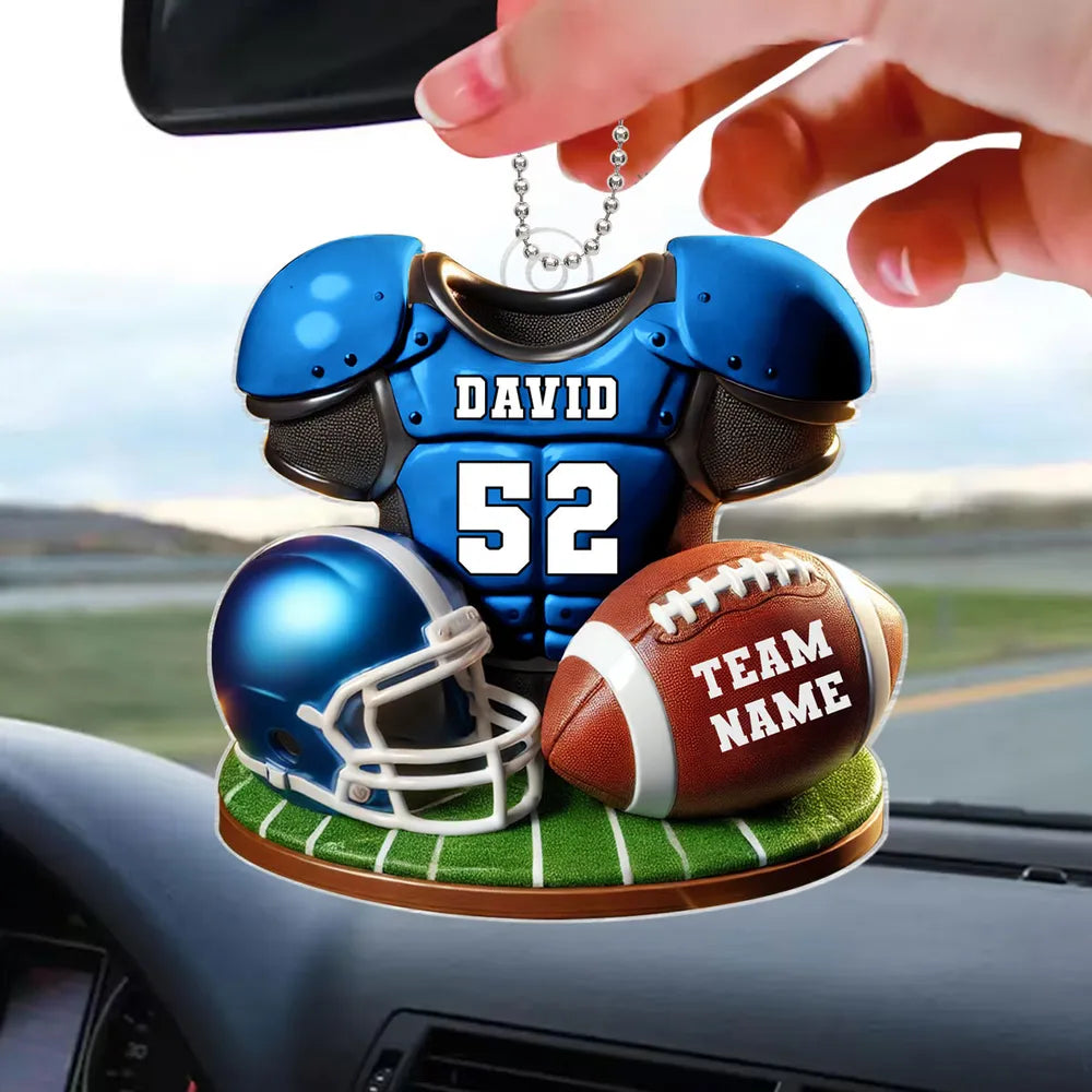 Acrylic Ornament Football Jersey & Helmet, Custom Team Gift for Players and Fans, Tree or Car Mirror, Unique Holiday Decor