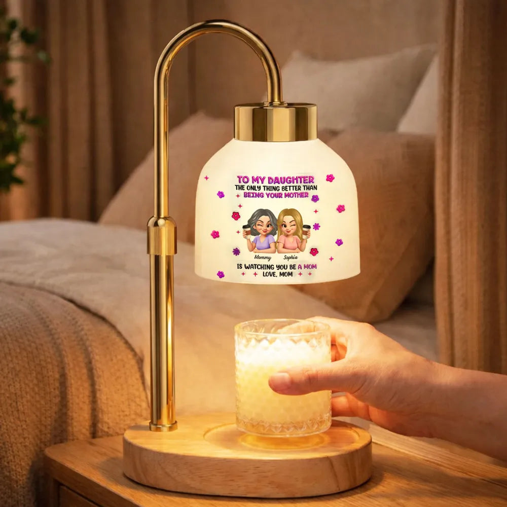 Personalized Candle Warmer Lamp for Daughter, Watching You Be a Mom Quote, Cute Cartoon Gift from Mom