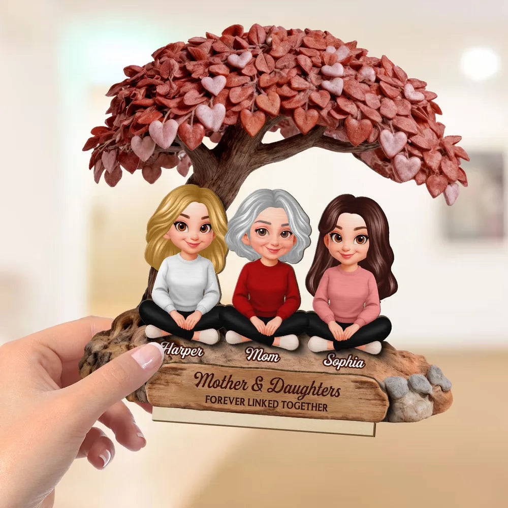 Personalized 2-Layer Wooden Plaque Heart Tree Family Scene for Mom, A Unique Mother's Day Gift With Sentimental Value