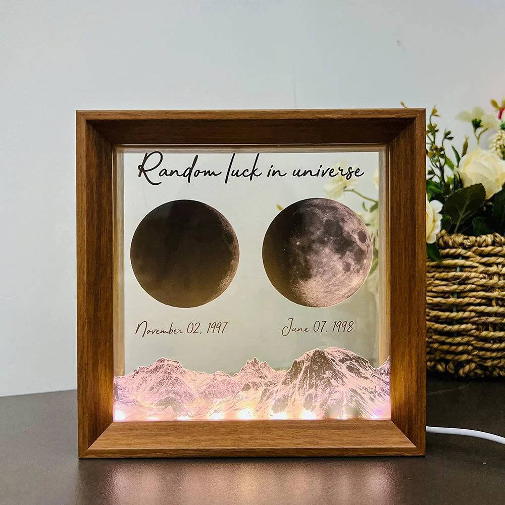 Starry Love - Customized Moon Phases LED Light Frame - A Romantic Universe-Inspired Gift for Anniversaries & Valentine's