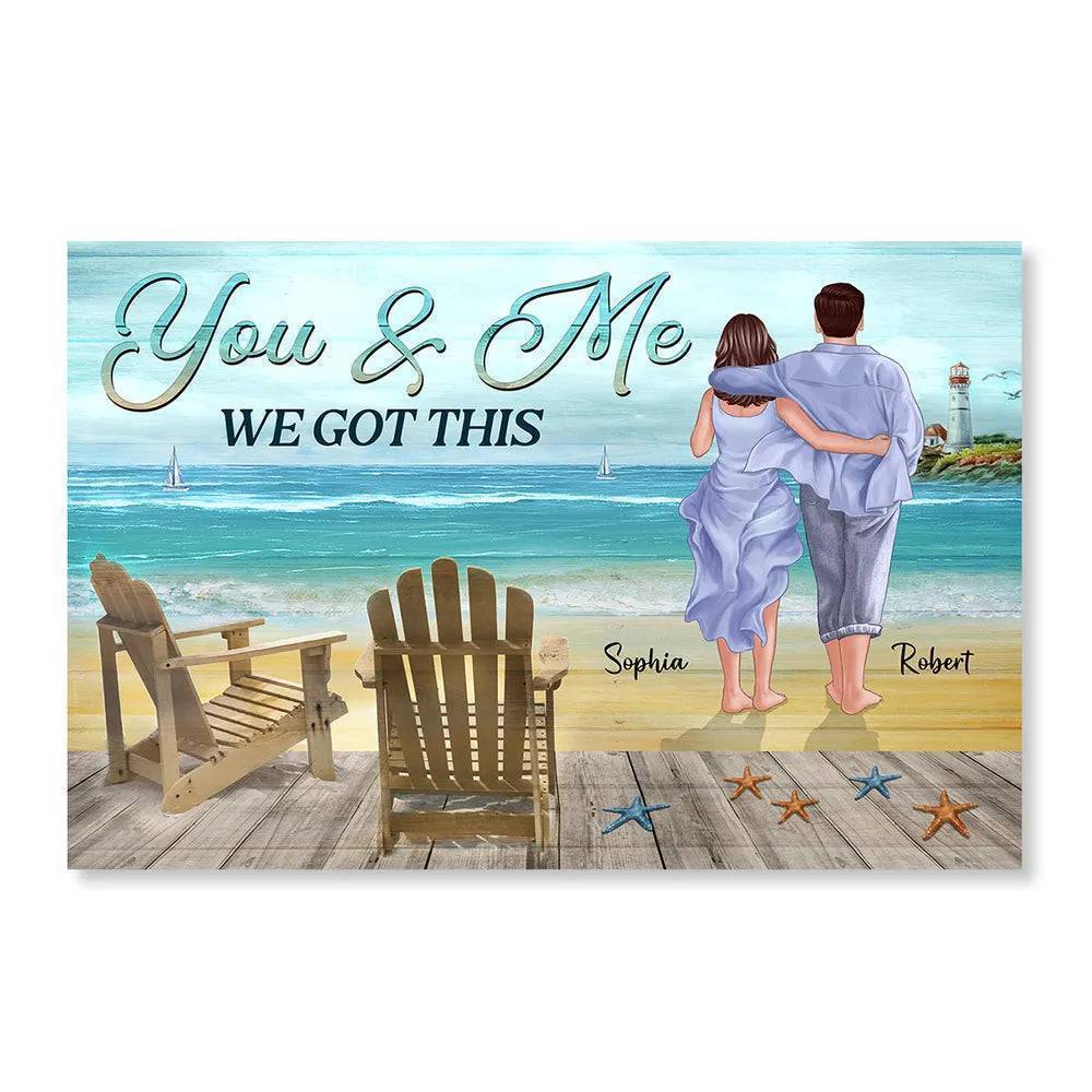 You & Me We Got This Back View Couple Walking On The Beach Personalized Horizontal Poster
