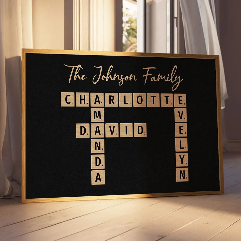 Personalized Family Name Scrabble Poster, Plaque, Keychain, Pillow, Sign - A Perfect Gift for Family